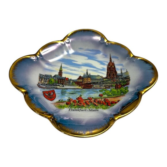 Vintage Tirschenreuth Frankfurt/Main Souvenir Plate – Scalloped Edge, Luster Gla - Picture 2 of 4